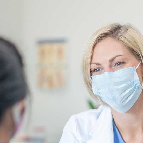 Female doctor and patient