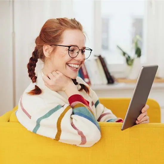 Morning Report- Woman Reading iPad