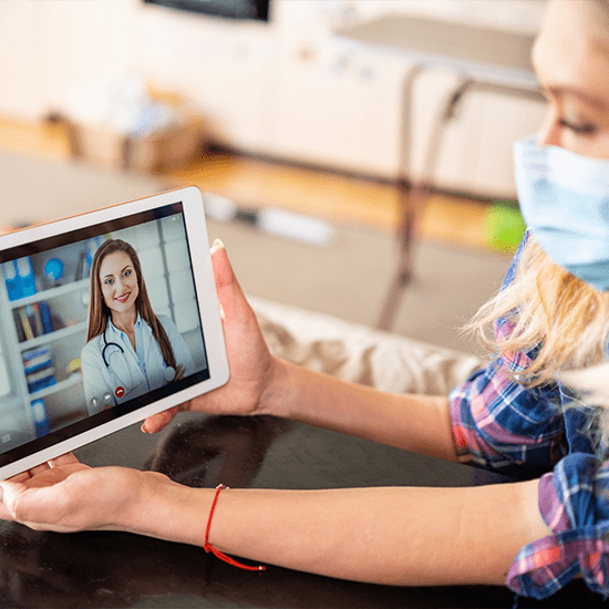 telehealth visit with mask