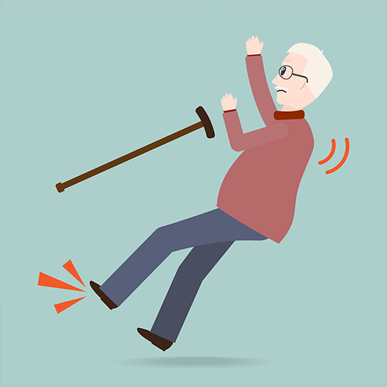cartoon elderly man falling