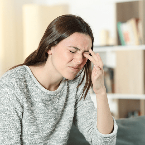 women with headache distressed