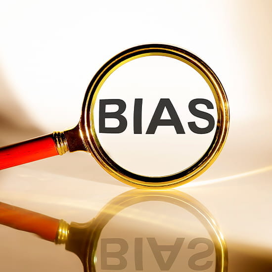 Magnifying glass with the word "BIAS" inside the lense
