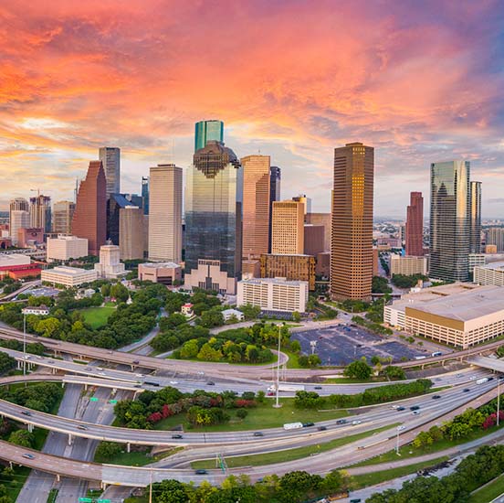 Houston skyline home of Pri-Med Southwest
