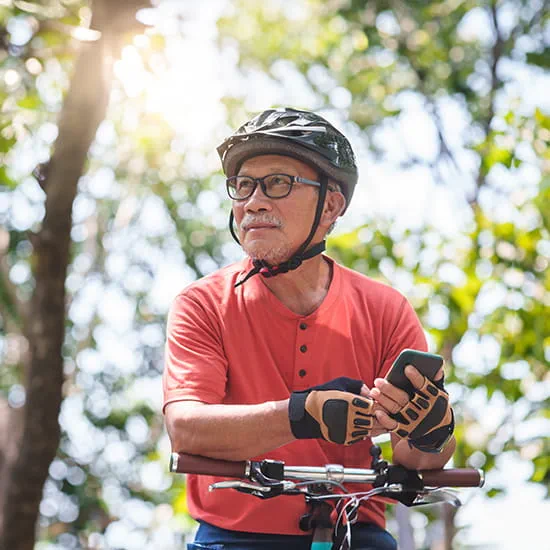 older man on bike