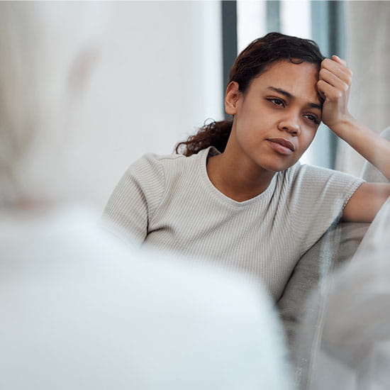 Patient speaking with psychiatrist