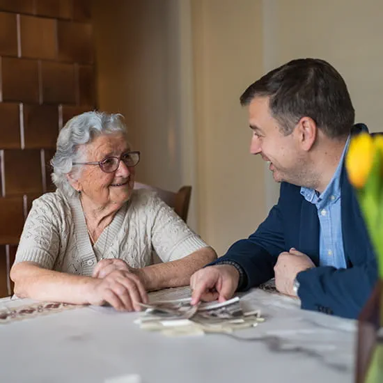older woman and son