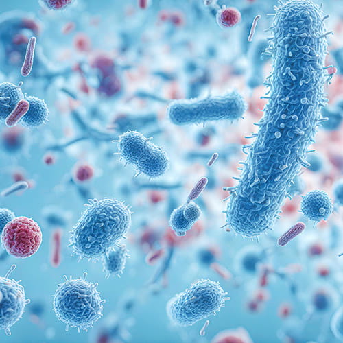 Medical illustration of the human microbiome