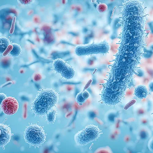 Medical illustration of the human microbiome