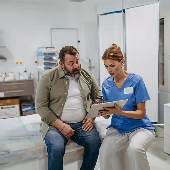 Doctor discussing test results with a patient.