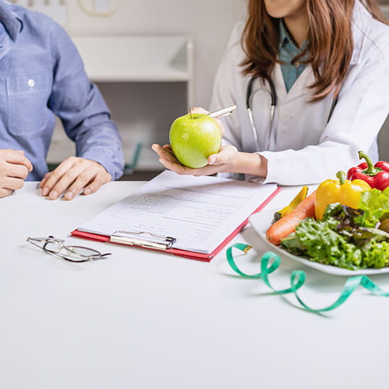Doctor discussing medical results with a patient
