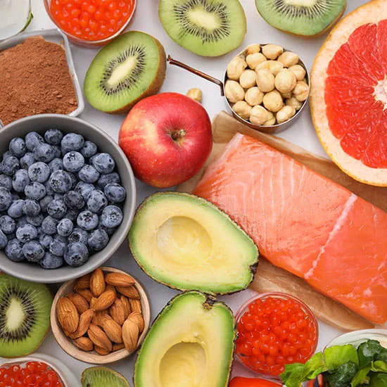 Healthy fruits and nuts