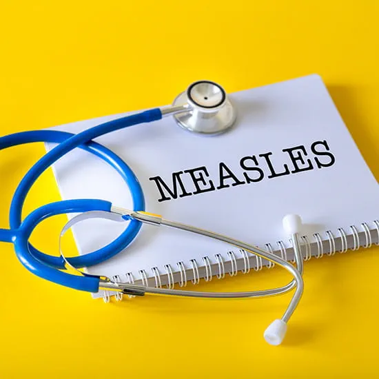 measles topic and stethoscope