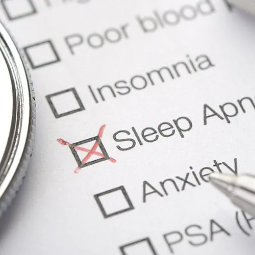 Checklist with sleep apnea checked off