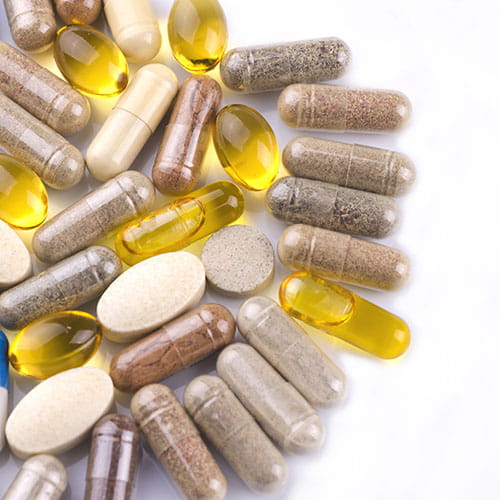 Supplements on a white background