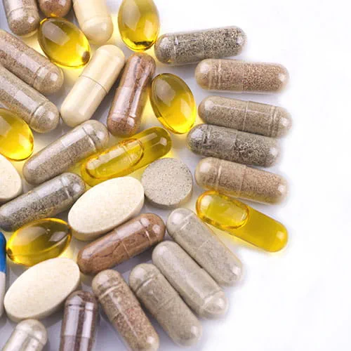 Supplements on a white background
