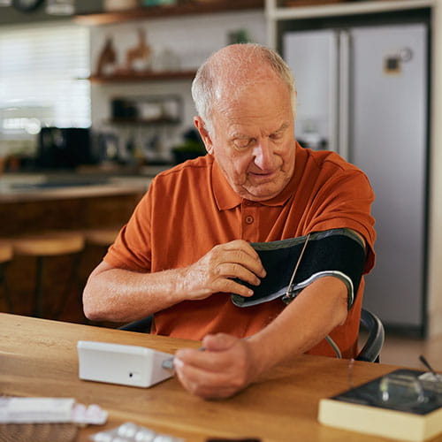 Man checking his blood pressure