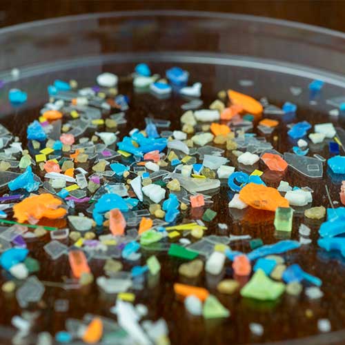 Detail of micro plastic particles that cannot be recycled.