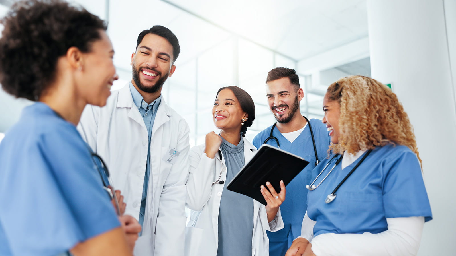 Group of medical workers laughing