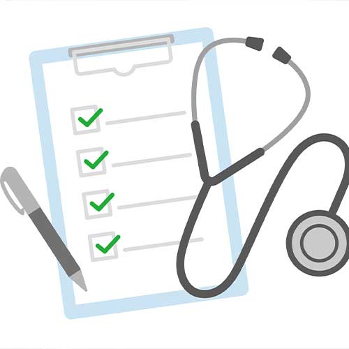 Stethoscope checklist and ballpoint pen illustration material