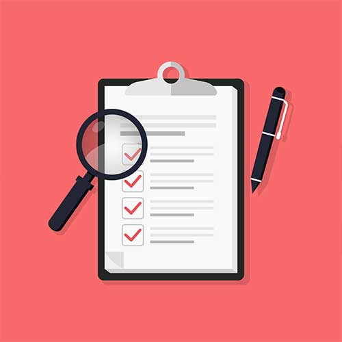 Flat illustration of clipboard with checklist icon. Checklist, complete tasks, to-do list, survey, exam concepts.
