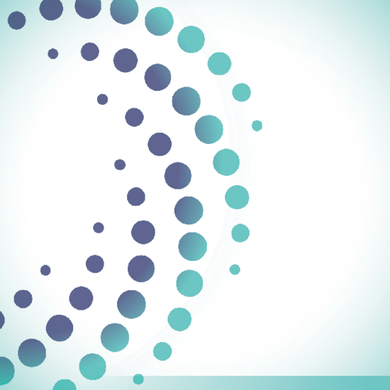 Abstract circular design made of gradient dots in shades of teal and navy, forming a semi-circle pattern on a light background