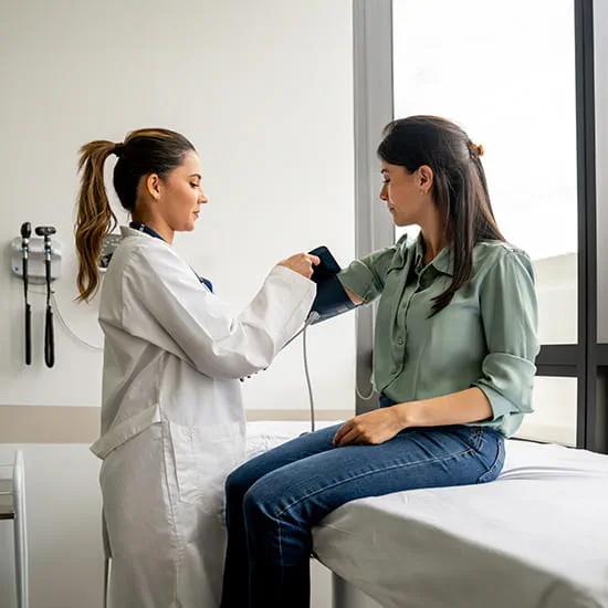 woman with doctor