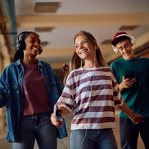 teens wearing headphones
