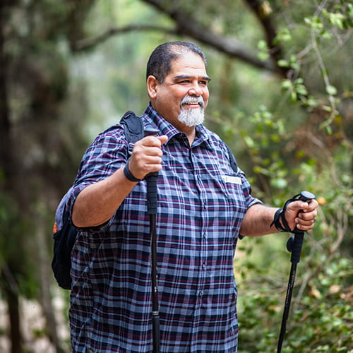 man hiking