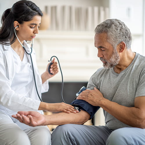 taking blood pressure