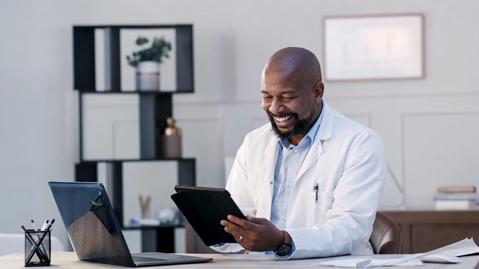 doctor in his office