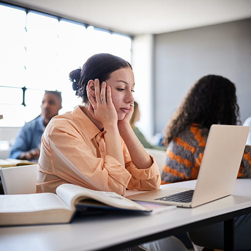 student looking at computer