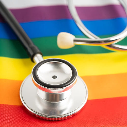 stethoscope on a pride flag