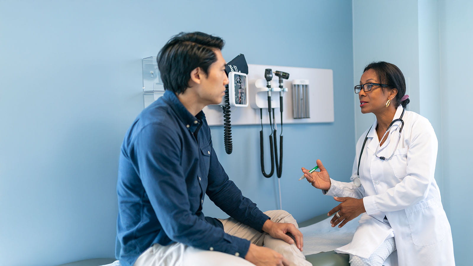 doctor with patient in office