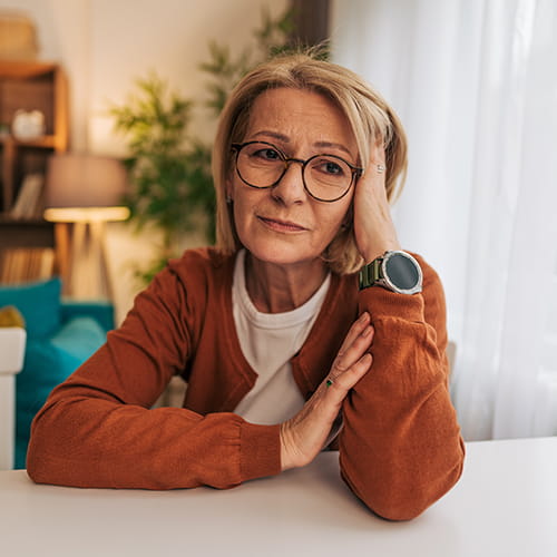 woman looking sad