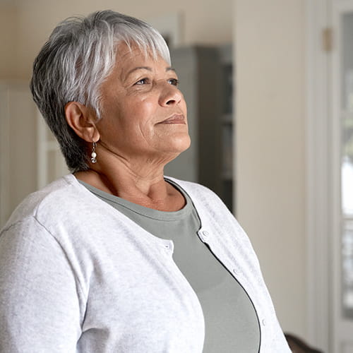 woman breathing deep