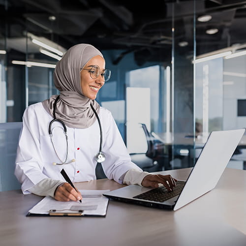 doctor using a computer